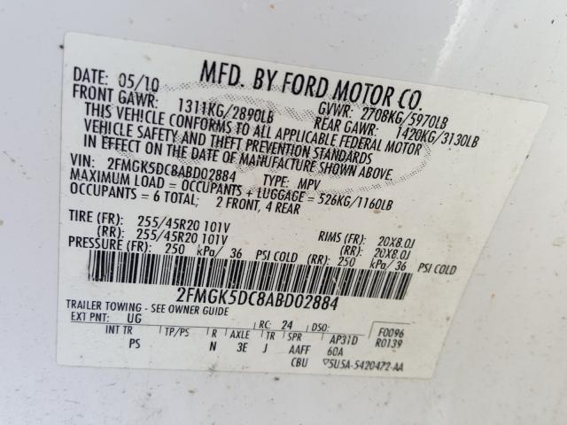2010 FORD FLEX LIMIT 2FMGK5DC8ABD02884