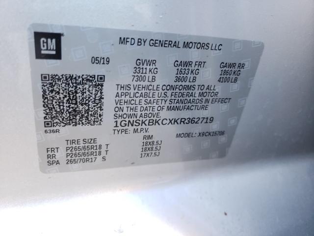 2019 CHEVROLET TAHOE K150 1GNSKBKCXKR362719