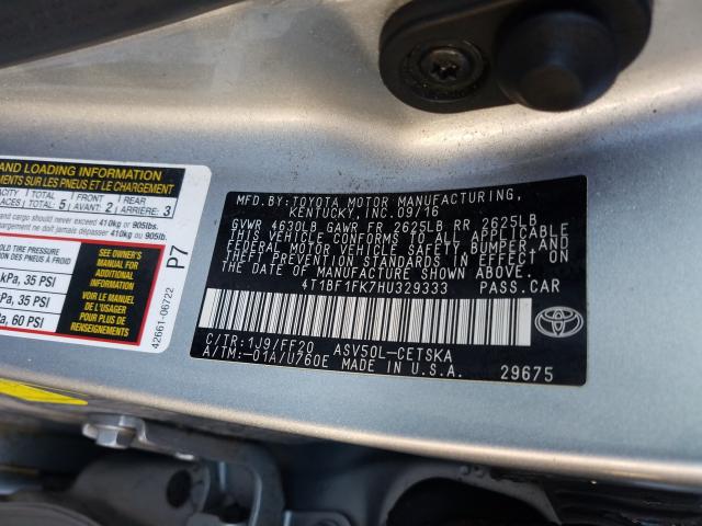 2017 TOYOTA CAMRY LE/X 4T1BF1FK7HU329333