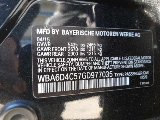 2016 BMW 650 I GRAN WBA6D4C57GD977035