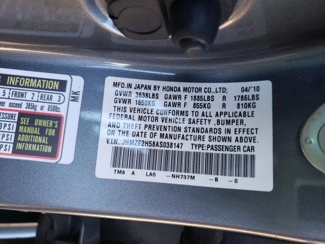 2010 HONDA INSIGHT LX JHMZE2H58AS038147
