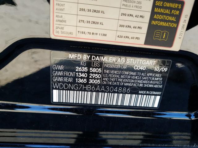 2010 MERCEDES-BENZ S 63 AMG WDDNG7HB6AA304886