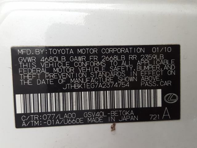 2010 LEXUS ES 350 JTHBK1EG7A2374754