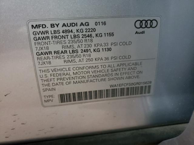 2016 AUDI Q3 PREMIUM WA1EFCFS0GR015628