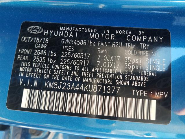 2019 HYUNDAI TUCSON SE KM8J23A44KU871377