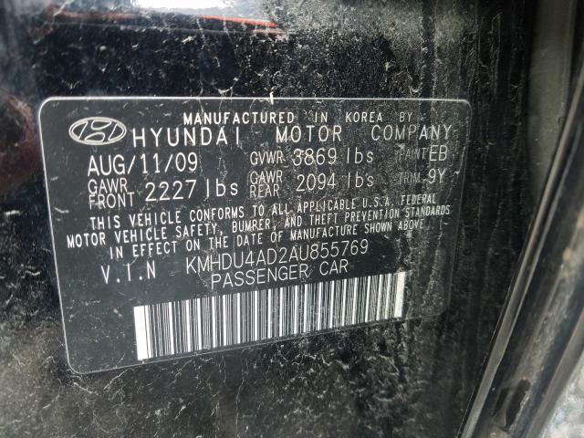 2010 HYUNDAI ELANTRA BL KMHDU4AD2AU855769