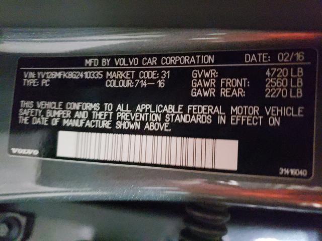 2016 VOLVO S60 PREMIE YV126MFK8G2410335