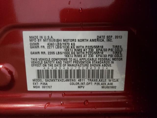 2014 MITSUBISHI OUTLANDER 4A4AR4AU7EE009834