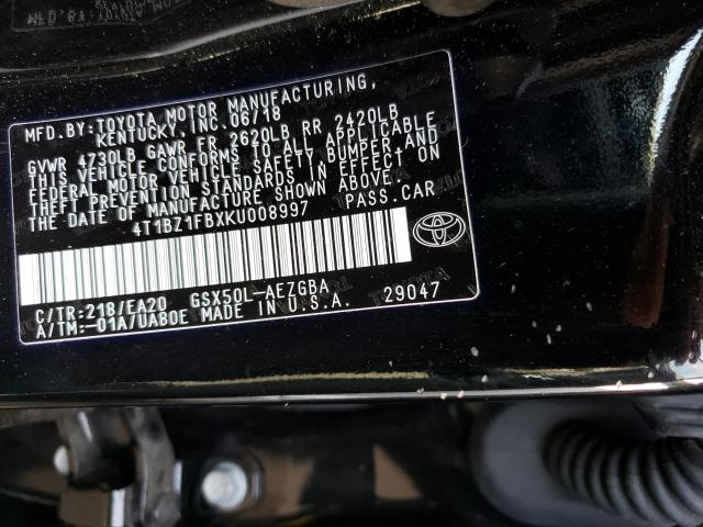 2019 TOYOTA AVALON XLE 4T1BZ1FBXKU008997