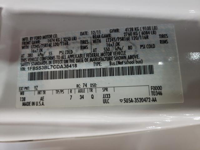 2012 FORD ECONOLINE 1FBSS3BL7CDA38418