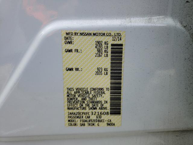 2015 NISSAN LEAF S 1N4AZ0CPXFC321608