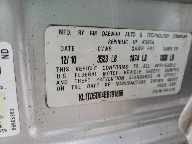 2011 CHEVROLET AVEO LS KL1TD5DE4BB191666