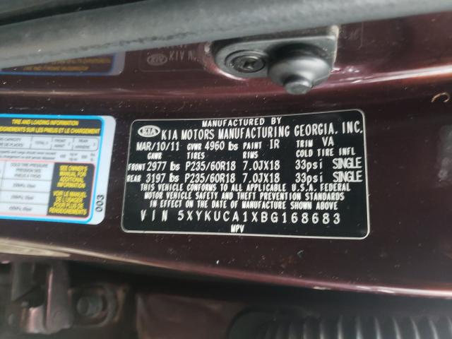 2011 KIA SORENTO 5XYKUCA1XBG168683