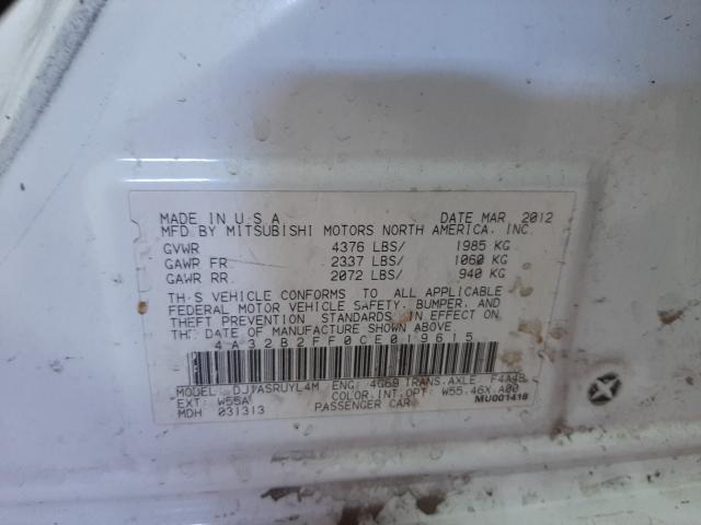 2012 MITSUBISHI GALANT FE 4A32B2FF0CE019615