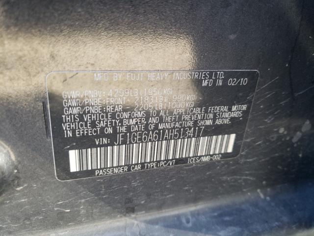 2010 SUBARU IMPREZA 2. JF1GE6A61AH513417