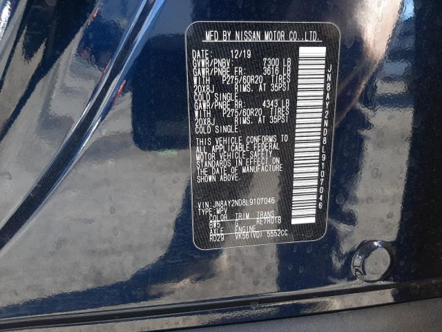 2020 NISSAN ARMADA SV JN8AY2ND8L9107046