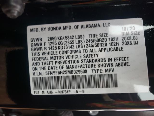 2021 HONDA PILOT SE 5FNYF6H25MB029608