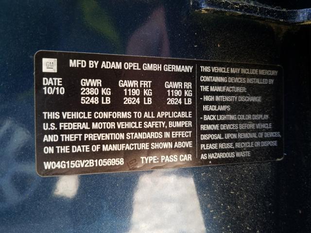 2011 BUICK REGAL CXL W04G15GV2B1056958