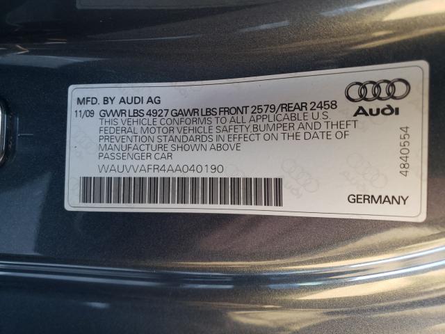 2010 AUDI S5 PRESTIG WAUVVAFR4AA040190