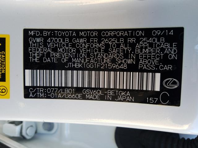 2015 LEXUS ES 350 JTHBK1GG1F2159648