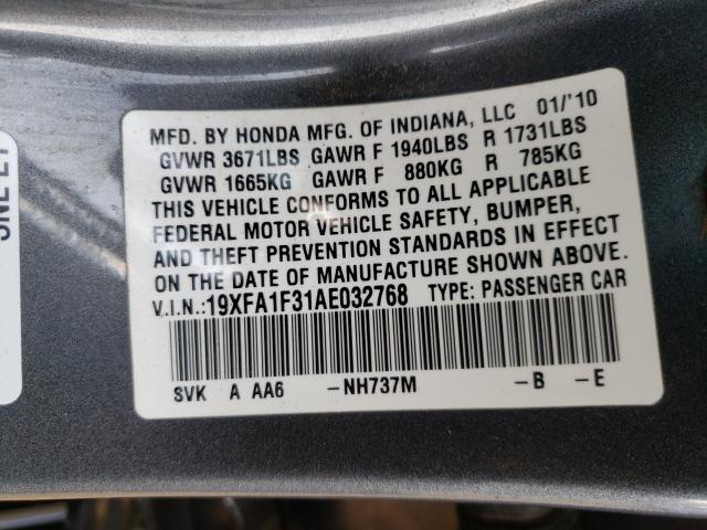 2010 HONDA CIVIC VP 19XFA1F31AE032768
