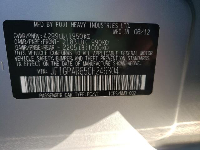 2012 SUBARU IMPREZA SP JF1GPAR65CH246304
