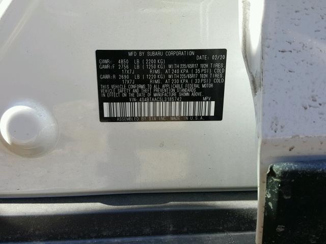 2020 SUBARU OUTBACK 4S4BTAAC5L3185742