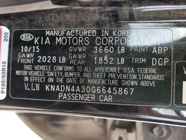 2016 KIA RIO KNADN4A30G6645867