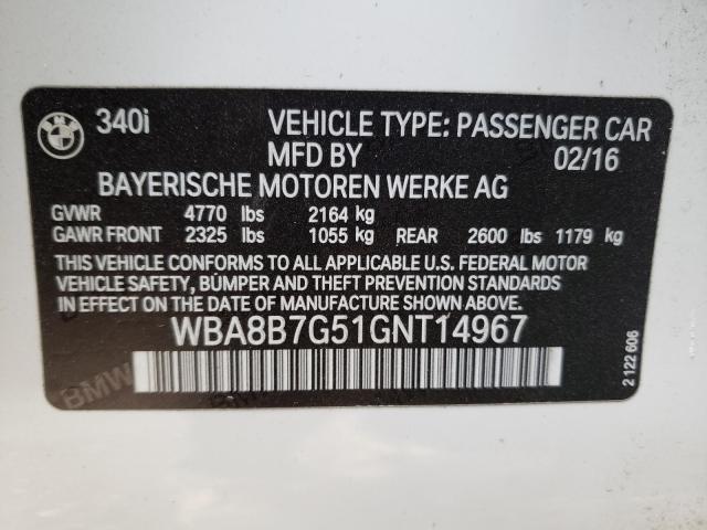 2016 BMW 340 XI WBA8B7G51GNT14967