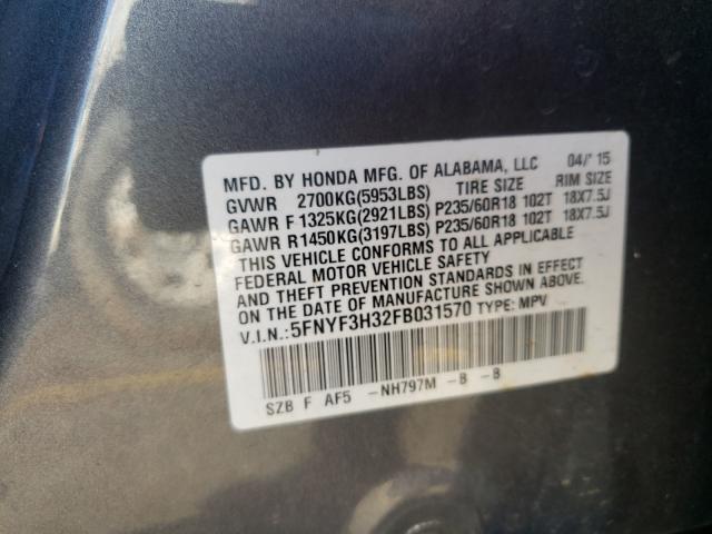 2015 HONDA PILOT SE 5FNYF3H32FB031570