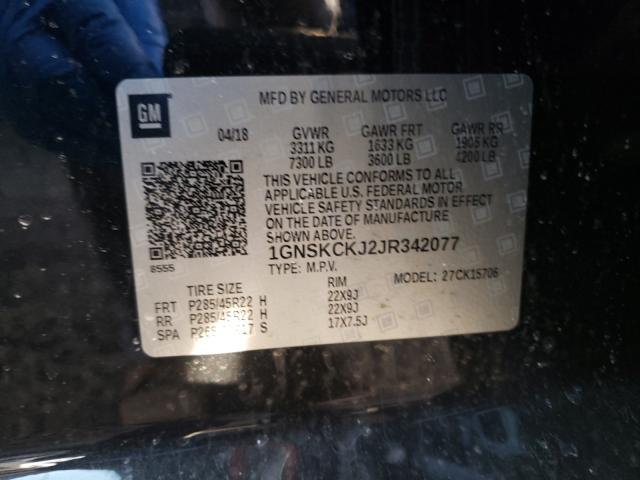 2018 CHEVROLET TAHOE K150 1GNSKCKJ2JR342077