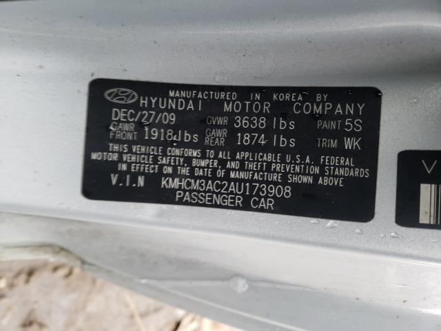 2010 HYUNDAI ACCENT BLU KMHCM3AC2AU173908