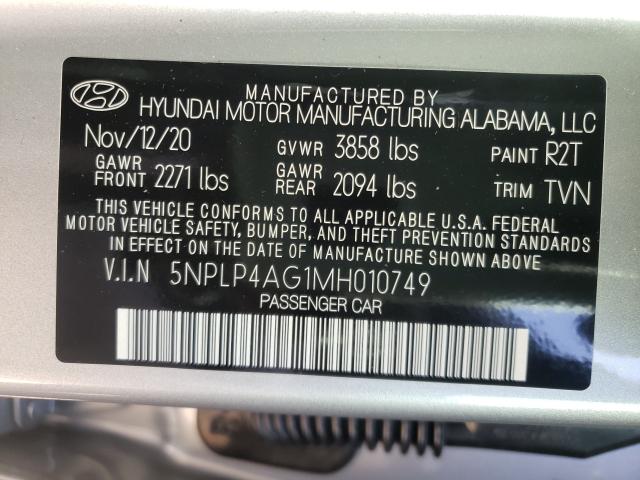 2021 HYUNDAI ELANTRA LI 5NPLP4AG1MH010749