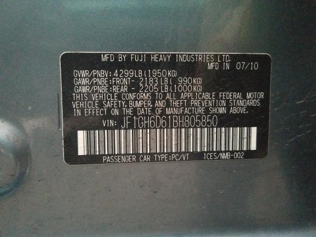 2011 SUBARU IMPREZA OU JF1GH6D61BH805850