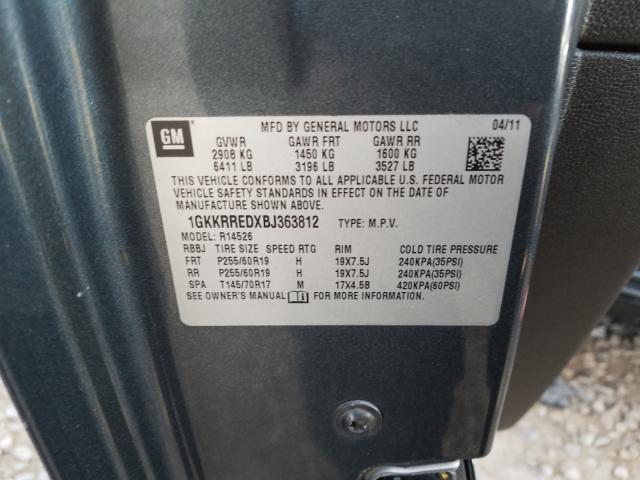 2011 GMC ACADIA SLT 1GKKRREDXBJ363812