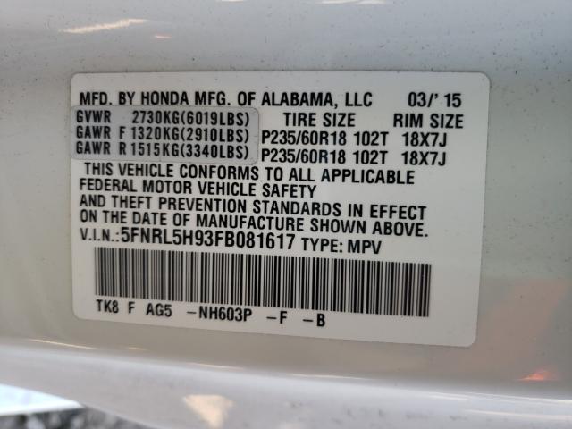 2015 HONDA ODYSSEY TO 5FNRL5H93FB081617