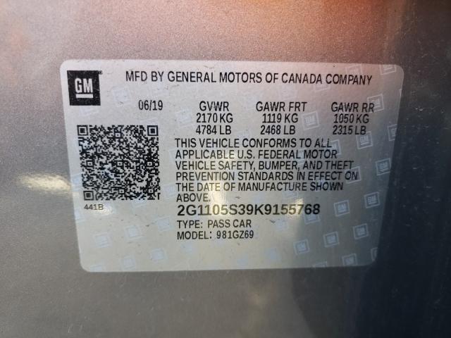 2019 CHEVROLET IMPALA PRE 2G1105S39K9155768