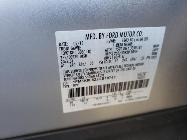 2018 FORD EXPLORER L - 1FM5K8F82JGB10743