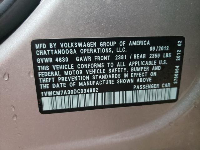 2013 VOLKSWAGEN PASSAT SEL 1VWCM7A30DC034962
