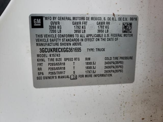 2016 CHEVROLET SILVERADO - 3GCUKRECXGG361695