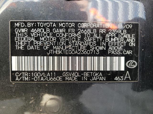 2010 LEXUS ES 350 JTHBK1EG0A2360713
