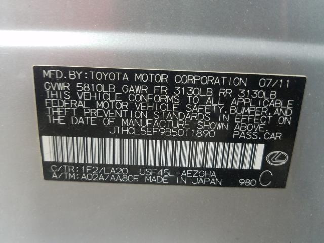 2011 LEXUS LS 460 JTHCL5EF9B5011890