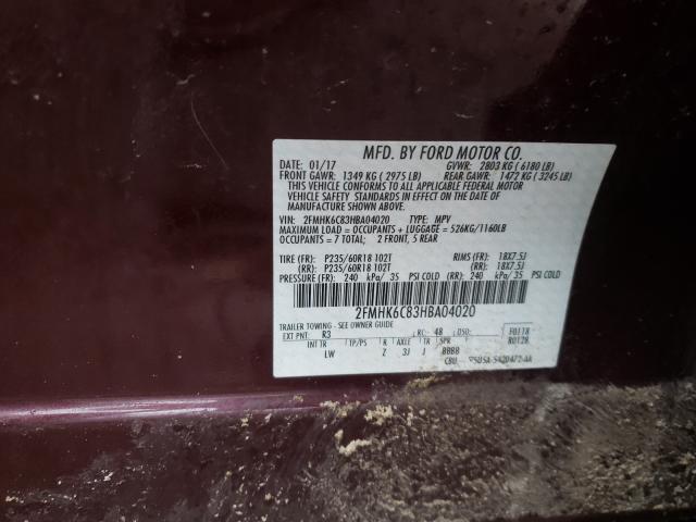 2017 FORD FLEX SEL 2FMHK6C83HBA04020