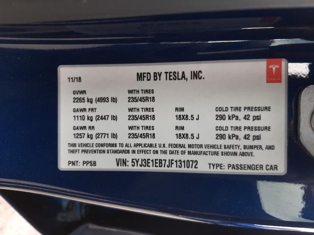 2018 TESLA MODEL 3 5YJ3E1EB7JF131072