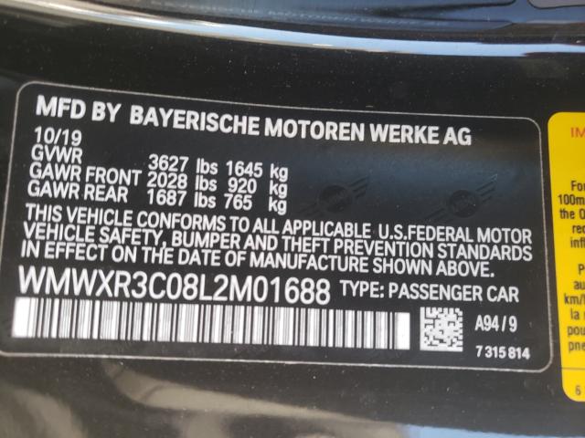 2020 MINI COOPER WMWXR3C08L2M01688