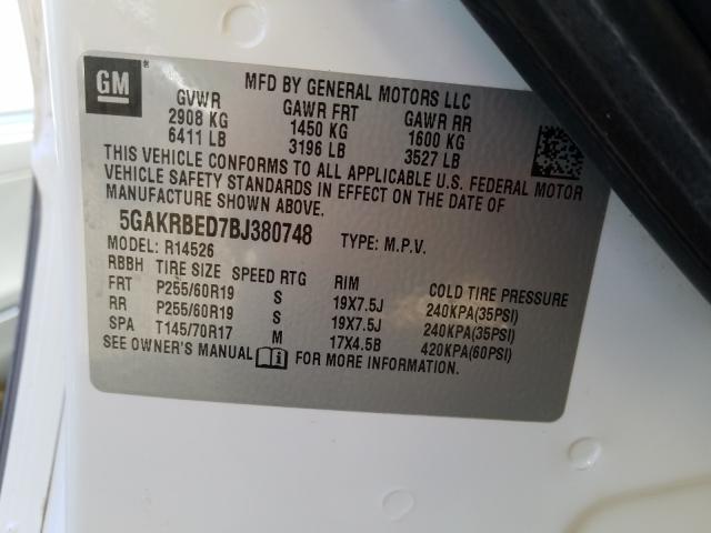 2011 BUICK ENCLAVE CX 5GAKRBED7BJ380748