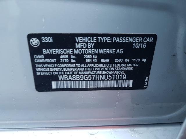 2017 BMW 330 I WBA8B9G57HNU51019