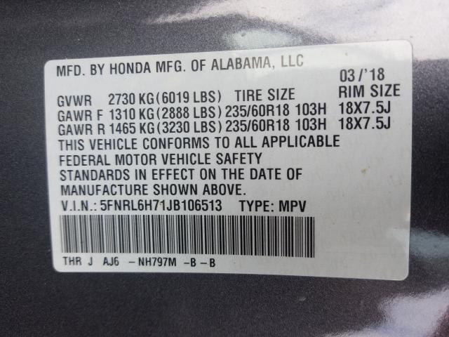 2018 HONDA ODYSSEY EX 5FNRL6H71JB106513