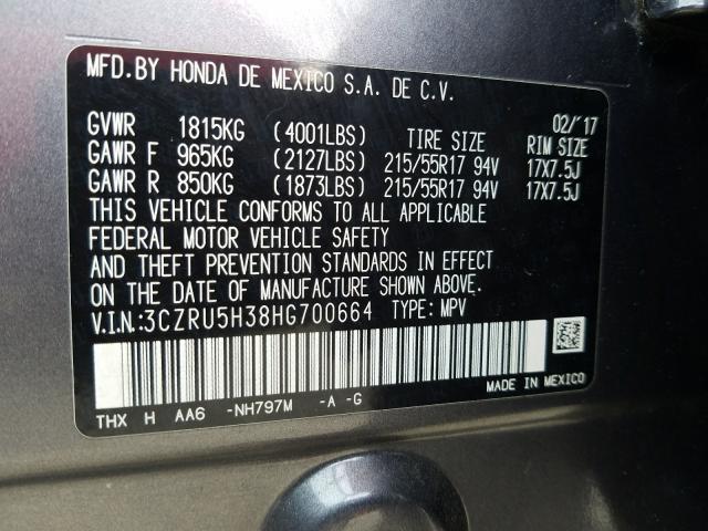 2017 HONDA HR-V LX 3CZRU5H38HG700664