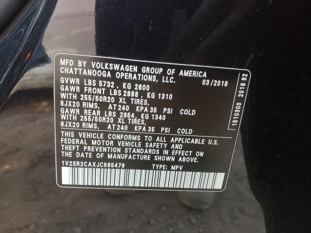 2018 VOLKSWAGEN ATLAS SEL 1V2SR2CAXJC565479
